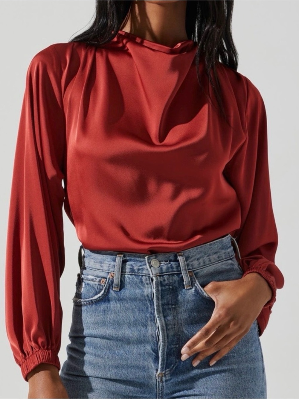 ASTR THE LABEL | Rust Satin Blouse